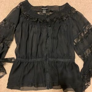 Sexy Black Top Sheer Lace